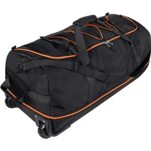 110L/140L Expandable Soft-Sided Foldable Duffle Bag with 2 Rubber Wheels,Packable 32 Rolling Carry-On with Multi-Pockets & Compartments,Black Orange