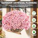 22 Pack Artificial Flowers Outdoor Fake Plants, Faux Flowers UV Resistant with Plastic Plants, Faux Silk Flowers for Outdoors Outside Front Porch Hanging Planter Window Box Garden Decoration(Pink)