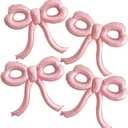 4 Pcs Pink Bow Balloons Bow Party Decorations for Girl Women Pink Bow Birthday Decorations Giant Foil Balloon for Baby Shower Bridal Engagement Wedding Decor Bachelorette Party Supplies