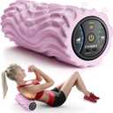 FITINDEX Vibrating Foam Roller for Back Pain, 5-Speed Foam Roller Muscle Massage, Exercise, Yoga, Muscles Deep Tissue, Pilates, Physical Therapy, Recovery, Neck, Leg, Rechargeable, Pink