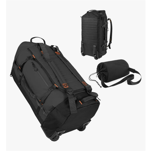 85L 29“ Foldable Rolling Backpack with Wheels, Soft-Side Travel Duffle Bag with Separate Shoe Compartment, Full Quilted Bottom, Black