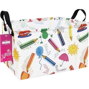 Rectangular Storage Basket Fabric Organizer Bin for Toys,Books,Clothes,Gifts,Pets-Perfect for Home,Office,Nursery,Dorm,Shelf(Rec-Colored Pencil )