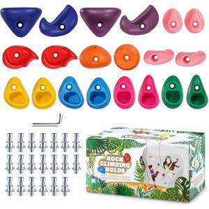 TOPNEW 20PCS Rock Climbing Holds for Kids, Climbing Rocks for Play Set, Swingset - Adult Rock Wall Holds with Mounting Hardware for Indoor Outdoor, Bright Color