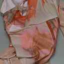 MakeMeChic Women's Halter Dresses Ruffle Deep V Neck Backless Bodycon Sexy Mini Dress (Medium, Coral Pink)