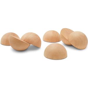 Wooden Split Balls 4 inch, Pack of 3 Wood Half Balls for Crafting and DIY Wreaths, by Woodpeckers