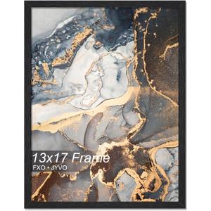 Engineered Wood 13x17 Picture Frame, Black Frame for 13 x 17 Inch Picture Poster Photo, Light Weight 13 by 17 Frame with Wood-grain for Wall - 1 Pack/Black/13 x17