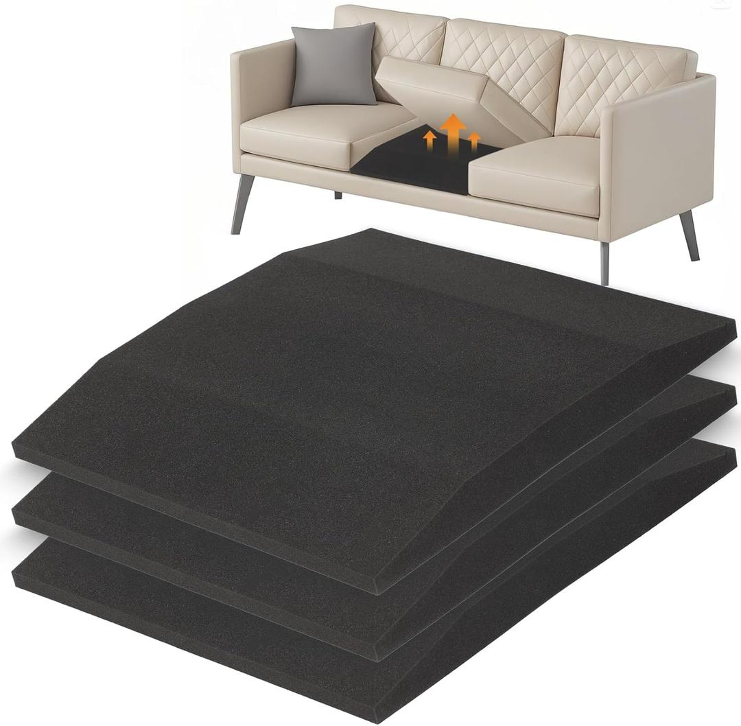 20"x20"Couch Cushion Support for Sagging Seat, Trapezoid 40D High Density Foam Couch,Sofa Cushion Support Replacement for Furniture Sagging, Black(3PCS)