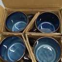 GBHOME 12 OZ Stackable Coffee Mugs, Ceramic Coffee Mugs with Texture Patterns for Man,Woman,Dad,Mom, Modern Coffee Cups Set of 4 for Latte/Cappuccino/Cocoa. Dishwasher&Microwave Safe (Moonlight Blue)