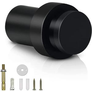 KOLAKO Floor Door Stopper, 2.5 Inch Black Door Stop Stainless Steel Modern Door Stoppers Wall Protector Commercial Door Bumper Decorative Cylindrical Door Stops for Bottom of Door (1 Pack)