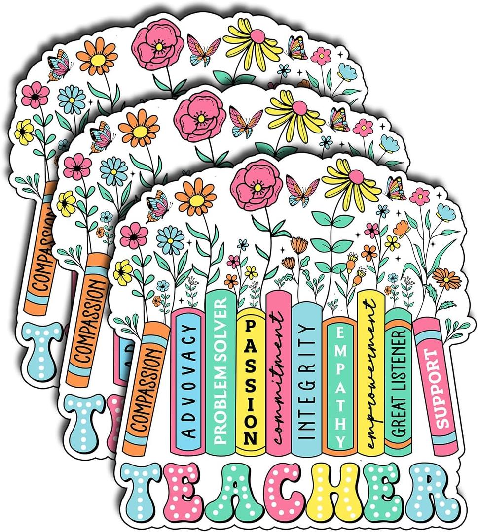 (3Pcs) Teacher Stickers Inspirational Funny Classroom Humor Education Student School Graduation Appreciation Gifts Waterproof Vinyl Decal for Kindle Water Bottle Bumper Car Hard Hat Phone Laptop 3x2.8