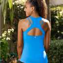 RUNNING GIRL Workout Tank Tops with Built in Bras for Women,Compression Shirt Strappy Back Athletic Yoga Tops (Blue, S)