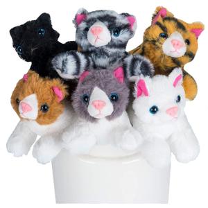 PASSIONFRUIT Plush Stuffed Toy Cat Set  Set of 6 Stuffed Toys for Kids  6 Inches Long  Bright & Vibrant Colors  Soft Toy Set for Boys & Girls