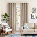 YoungsTex 95 lnch Long Oatmeal Linen Curtains 2 Panels for Living Room, Light Filtering Semi Sheer Window Treatments with Bronze Grommet Floor Length Drapes for Farmhouse Bedroom Dining, 52 X 95 Inch