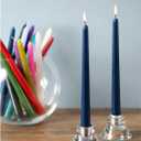 CANDWAX 12 inch Taper Candles - Set of 4 Dripless and Smokeless Unscented Slow Burning Candle Sticks - Dark Blue Candles