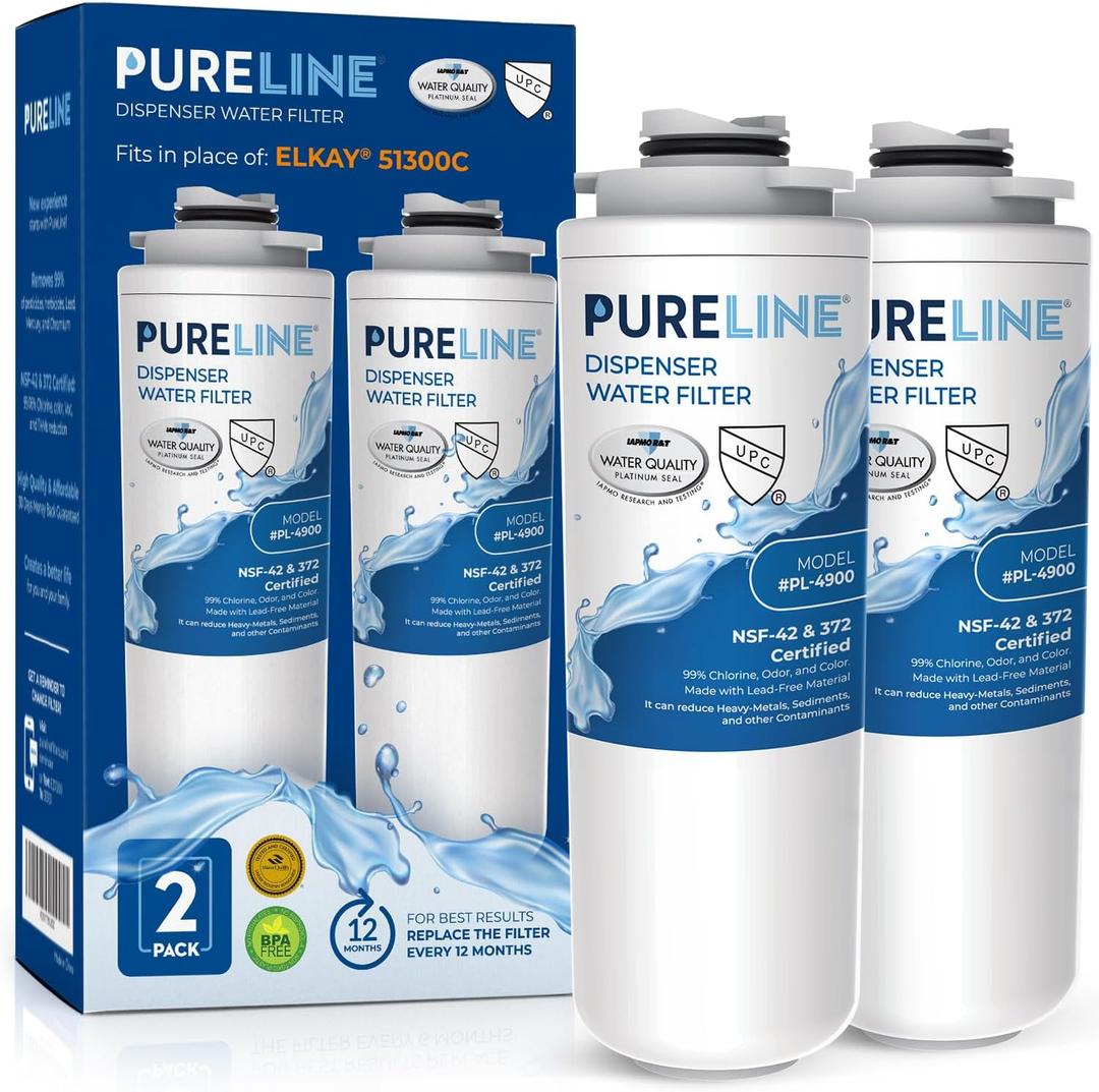 Pureline Filter Replacement for Elkay® 51300C, (NO CHIP) Compatible with Elkay® ezH2O and Halsey Taylor® Bottle Filling Station (2 Pack)