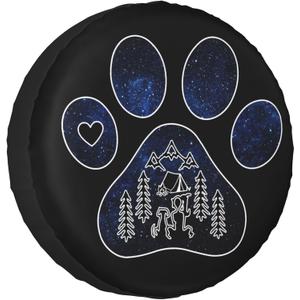 Spare Tire Cover for RV Camper Trailer Dog Paw Prints, Weatherproof Universal Spare Tire Cover for RV Travel Trailer Camper Truck 15inch