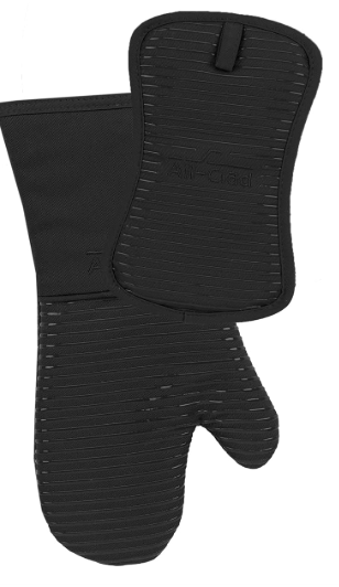 All-Clad Premium Silicone Oven Mitt: Heat Resistant to 500 Degrees - 100% Cotton & Silicone, 14"x7" Pot Holder for Kitchen and Barbeque, (1-Pack), Indigo