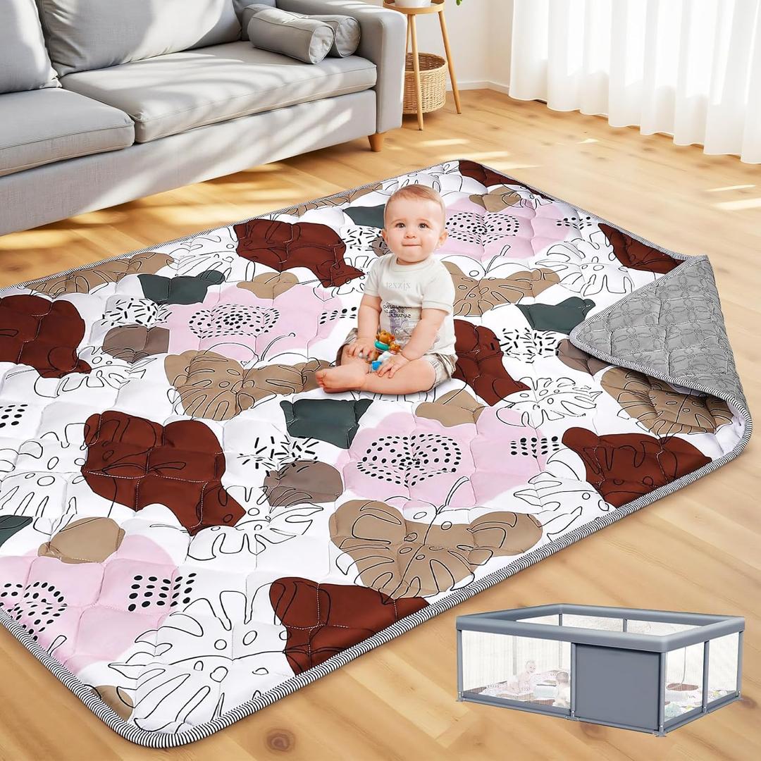 65x50 Playpen Mat for Baby Crawling: Large Baby Play Mat for Kids Infants, Toddler, Soft Non-Slip & Washable Baby Floor mat, Foldable Playmat for Indoor & Outdoor, Boho Design