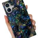 KERZZIL Elegent Girly Mother Shell Pearl Compatible with iPhone 16 6.1 inch Rectangle Edge Case, Chic Slim Colorful Abalone Pearl Soft TPU Silicone Protective Cases Cover(Abalone, 16)