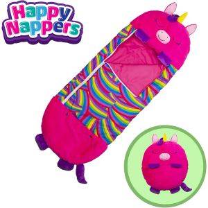 Happy Nappers: Pillow & Sleepy Sack: Medium - Pink Unicorn BeeBee - 54 x 20, 2-in-1: Plush Animal Opens Into Sleeping Bag, Soft Play & Nap Character, Kids 3+