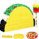 27" Taco Piata Party Supplies - Large Paper Mache Taco Figurine for Fiesta, Cinco De Mayo, Birthday & Taco Two-Tuesday - Mexican Theme Centerpiece & Interactive Game for Candy & Fillers