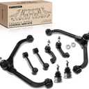 A-Premium Set of 8, Front Upper Control Arm, Sway Bar Link, Lower Ball Joint, Outer Tie Rod End, Compatible with Jeep Liberty 2005 2006 2007