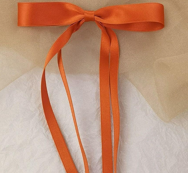 Ayesha Orange Hair Bows Clips Bows with Long Ribbon Orange Bows Barrettes Hair Accessories for Women Girls 3 PCS