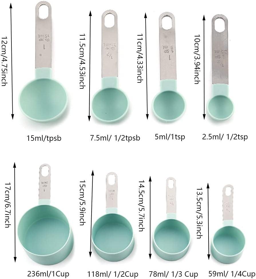 8 pcs Measuring Cups and Spoons Set Cup Nesting Measure with Stainless Steel