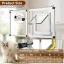 Full Glass Cat Door for Window,32"-37" Adjustable Width,1-Min Install | 4 Locking Modes,Aluminum Frame,HD Glass,Magnetic Closure,Weatherproof Sliding Pet Door Window Insert for Cats, Fit 32"-37" Window