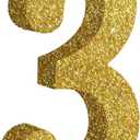 7.8 Inch Gold Glitter Number 3 Wooden Table Centerpieces Birthday Party Decorations, Shining Golden Digit 3 for Birthday Decorations, New Year, Graduation Decoration, Anniversary, Prop (1 Pack)