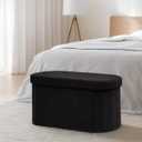 30 Inches Oval Storage Ottoman Bench, Foldable Footrest, 30"D x 15"W x 15"H