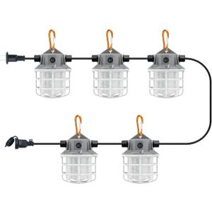 NS 50FT Construction String Lights 75W 7500LM LED String Work Lights Industrial Grade Best for Construction Sites, Renovation, Mine cave,Patio,Walkways and Other Outdoor Lighting