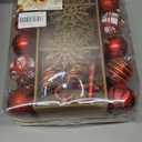 SHareconn 65pcs Christmas Tree Ornaments Set, Shatterproof Christmas Gingerbread Man Balls Bulk Gift Boxes, Hanging Plastic Decorative Baubles for Xmas Trees Decorations, Holiday Party, Red Gold (65CT)