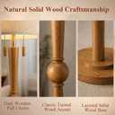 MOFFE 62.8" Solid Wood Floor Lamp, Tall Standing Floor Lamp with 2-Light Pull Chain, 17" Linen Drum Shade, Sculptural Wood Base & Stem, Transitional Floor Lamp for Living Room Bedroom, Includes 2 Bulbs