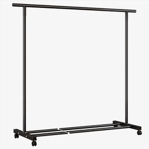 Metal Clothes Rack Garment Wardrobe Rack, Mobile Free Standing Clothing Closet Rack With Wheels, Portable Clothing Coat Organizer Rack Hanging Rack With Bottom Rack, 100×143cm ( Color : White , Size