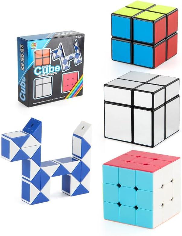 Cuberspeed Beginners Speed Cube Set 3x3 Speed Cube 2x2 Mirror Cube 2x2x2 Stickerless Sanke Twist Puzzle Cube
