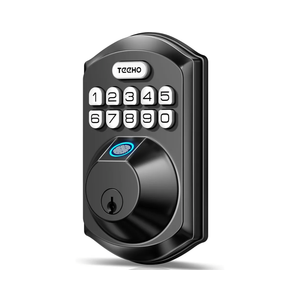 TEEHO TE002 Fingerprint Door Lock - Keyless Entry Electronic Keypad Deadbolt with 2 Backup Keys - Auto Lock - Easy Installation - Smart Locks for Front Door - Matte Black
