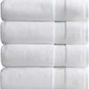 Springtree Home Luxury Bamboo Rayon Bath Towel Set of 4 | 35% Bamboo Rayon - 65% Zero Twist Cotton | Absorbent Quick-Dry Towels for Bathroom | Oeko-TEX Standard 100 Cotton | White - 4 Pack