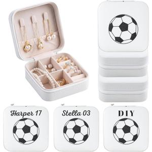 6-Pack Soccer Portable Jewelry Box for Team Travel White Sport Jewelry Case Bulk Gifts for Soccer Team Athletes & Sports Enthusiasts Christmas Events & Milestones