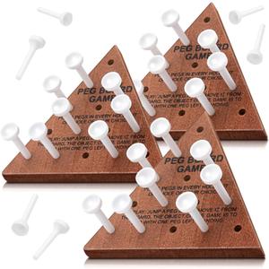 Skylety 6 Pack Triangle Peg Games Wooden Board Table Game for Family Boys Girls Adults, Learning Toys Travel Peg Jump Toys Triangle Puzzle Brain Teaser Christmas Gifts (Dark Color)