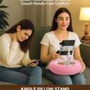 Tablet & Kindle Pillow Stand for Bed, Adjustable iPad Holder for Couch and Lap with 2 Snack Bowls, Cup Holder, 50 Disposable Liners and Washable Cover, Pink