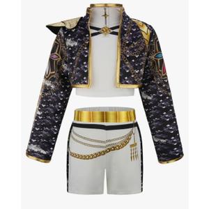 Girls Singer Costume for Kids Fancy Outfit Halloween Set 3PCS, Size 150