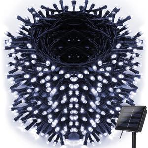 iShabao Solar Christmas Lights Outdoor, 98.4ft 300 LED Solar Fairy String Lights, 8 Modes Waterproof Christmas Lights for Garden, Patio, Home, Party, Wedding, Holiday, Tree Decorations (White)