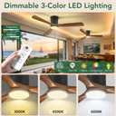 Smart Flush Mount Ceiling Fans with Lights, 60 Inch Low Profile Ceiling Fan with Alexa&Remote Control, 3 Solid Wood Propeller Blades ETL Listed Modern Outdoor Ceiling Fans for Bedroom Patio