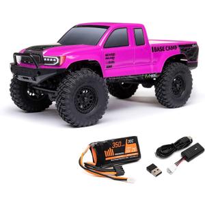 Axial RC Truck 1/24 SCX24 Base Camp 4x4 Rock Crawler Brushed RTR (Everything Needed to Run is Included) - Pink, AXI-1219T3