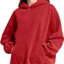 FAIABLE Womens Oversized Acid Wash Hoodie Unisex Heavyweight Cotton Hoodies Fleece Vintage Washed Sweatshirt Women Men (Red, M)