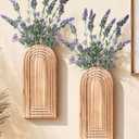 Wooden Wall Vase Set of 2, Wall Hanging Planter Modern Farmhouse Wall Decor for Boho Wall Decor for Indoor Entryway Hallway Bathroom Living Room Dining Room