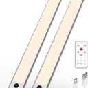 EZVALO Under Cabinet Lights,14.5'' Motion Sensor Light Indoor Dimmable, Super Bright 4000mAh Rechargeable Closet Lights 3500K with Remote Control, Wireless Under Counter Light for Kitchen,Cabinet (Warm White)