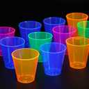 100 Count 10oz Disposable Tumblers Neon Cups for Party, 10oz Disposable Hard Multicolor Plastic Cups, Plastic Margarita Glasses (10, ounces)