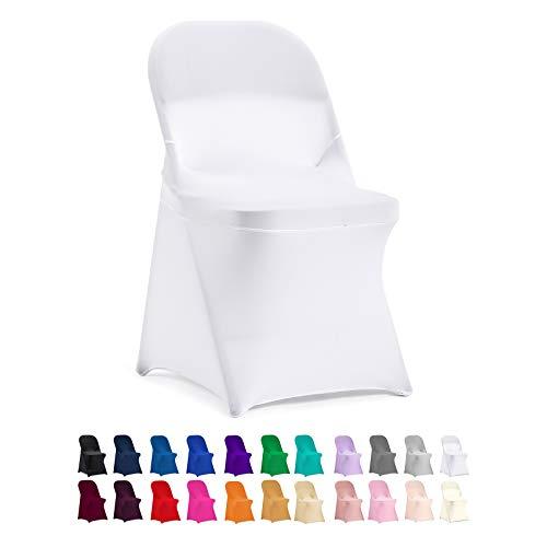 Peomeise Stretch Spandex Folding Chair Cover for Wedding Party Dining Banquet Event (White, 12pcs)
